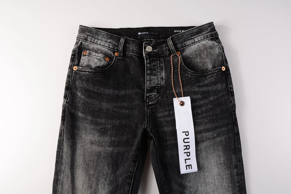 PURPLE Men Streetwear Skinny Jeans Dark Gray Wash with Minimalist Style 9019