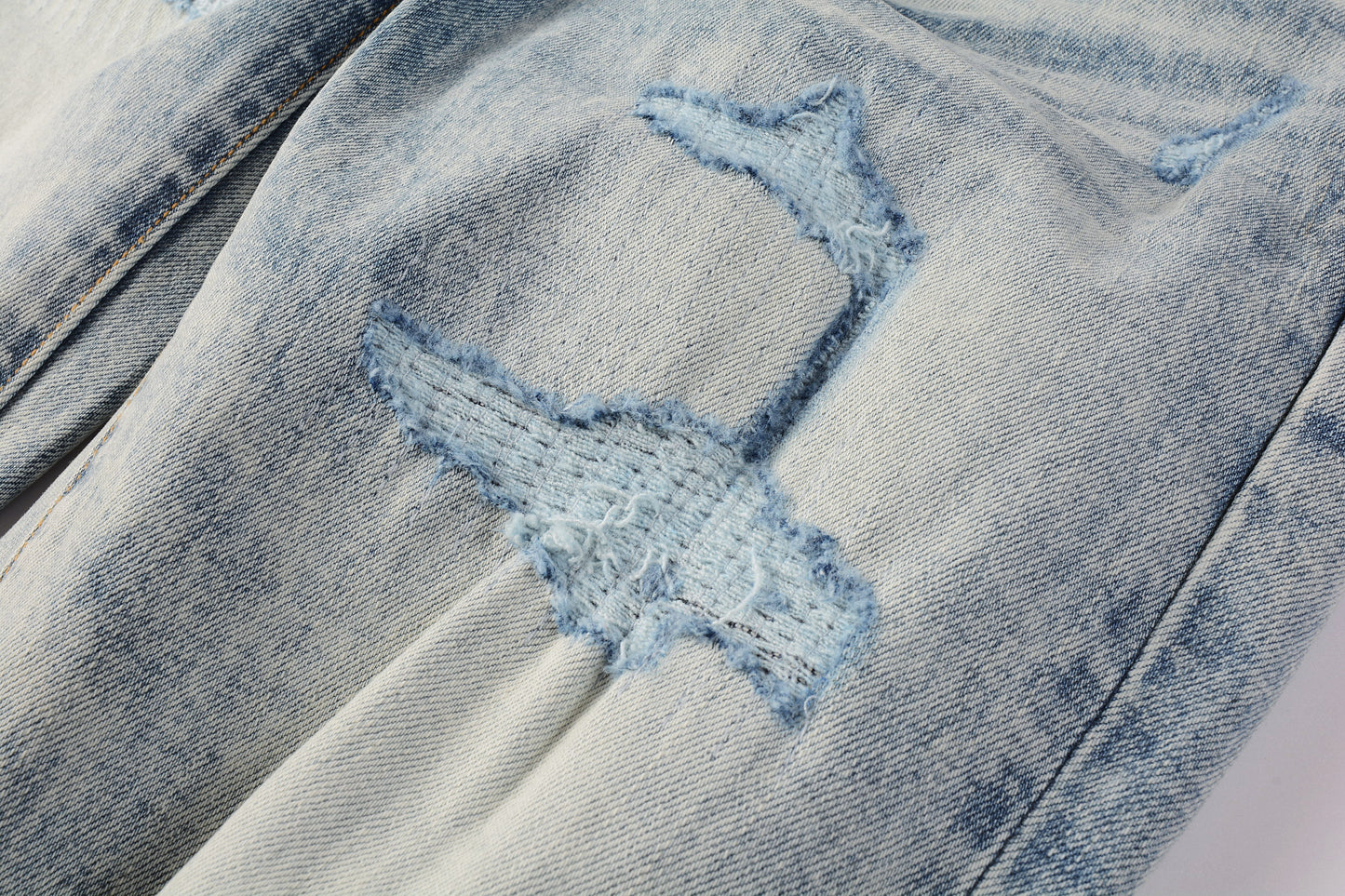 PURPLE Men Streetwear Jeans Distressed Light Blue Abstract Ripped skinny 9093