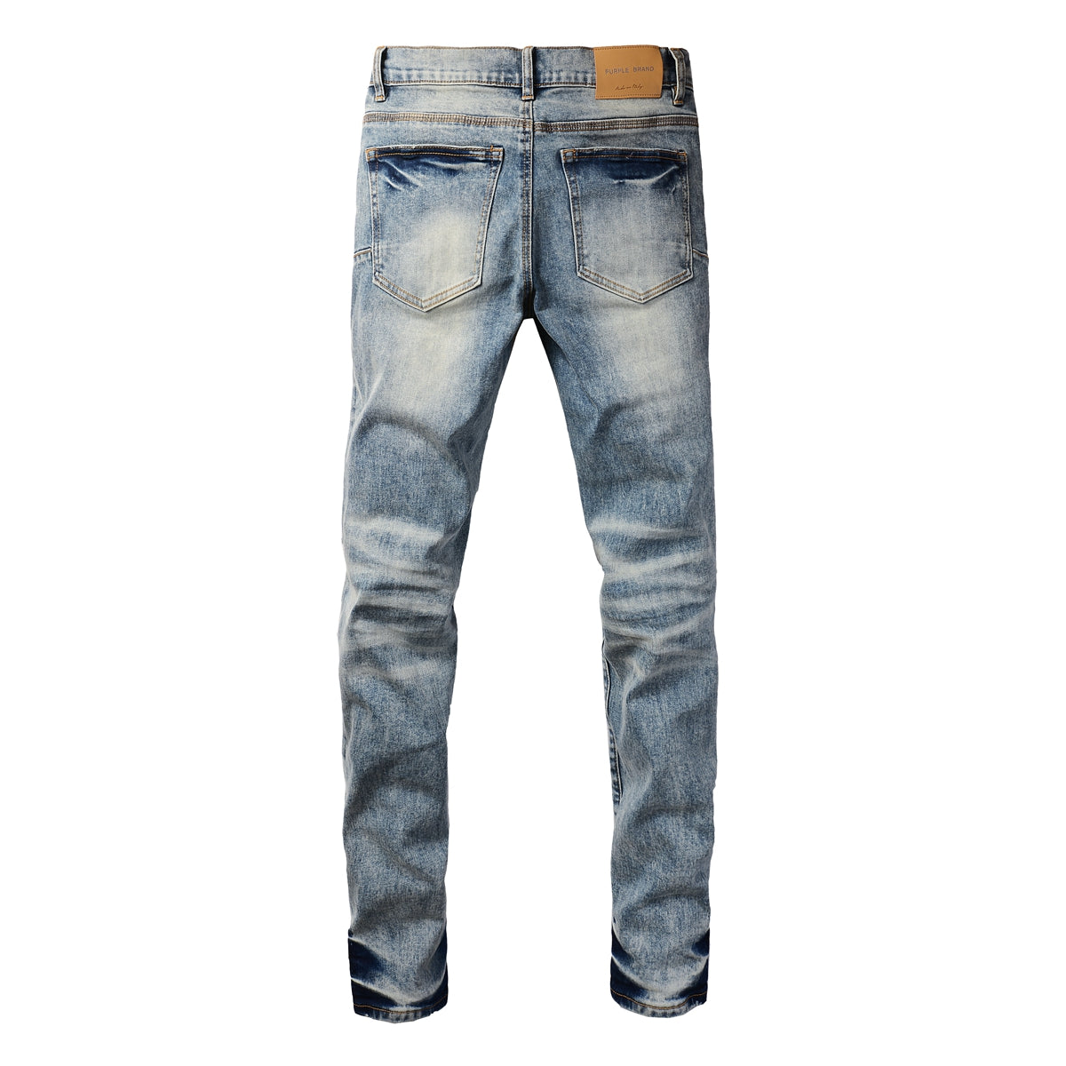 PURPLE Men Streetwear Jeans Distressed Light Blue Patch Leopard Ripped skinny 9095