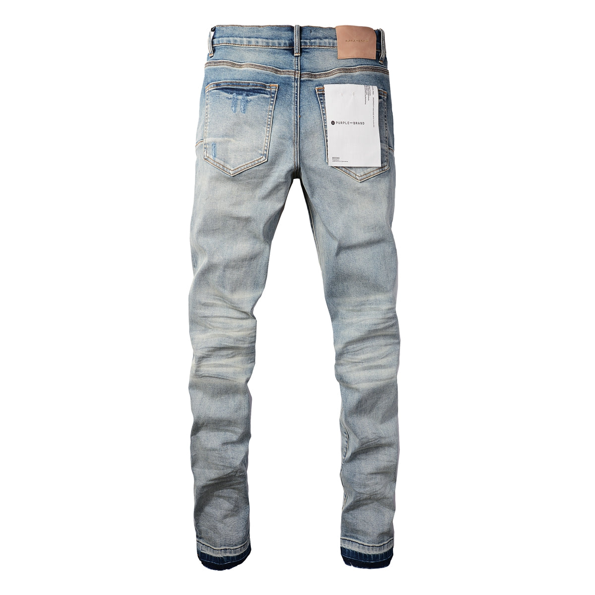 PURPLE Men Streetwear Skinny Jeans Light Blue Wash with Subtle White Pattern Wash 9013