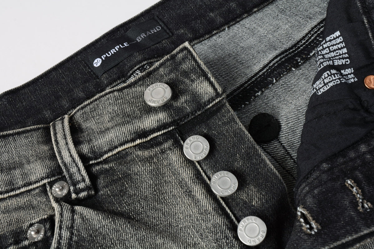 PURPLE Men Classic Streetwear Jeans Distressed Black Grey Ripped skinny 9068