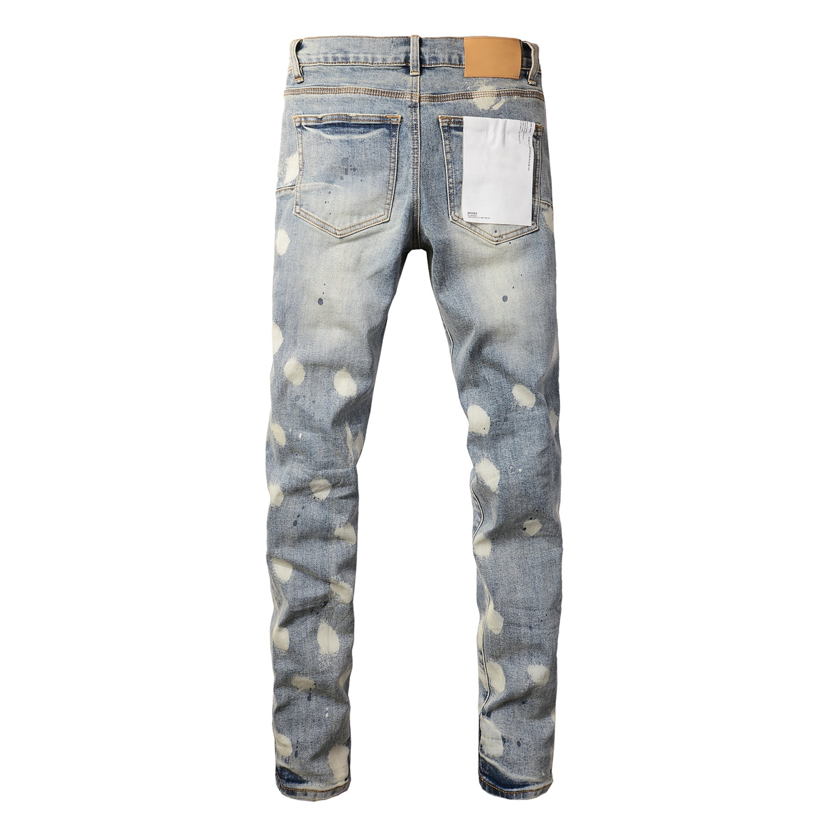 PURPLE Men Streetwear Jeans Distressed Light Blue Paint Dot Ripped skinny 9092