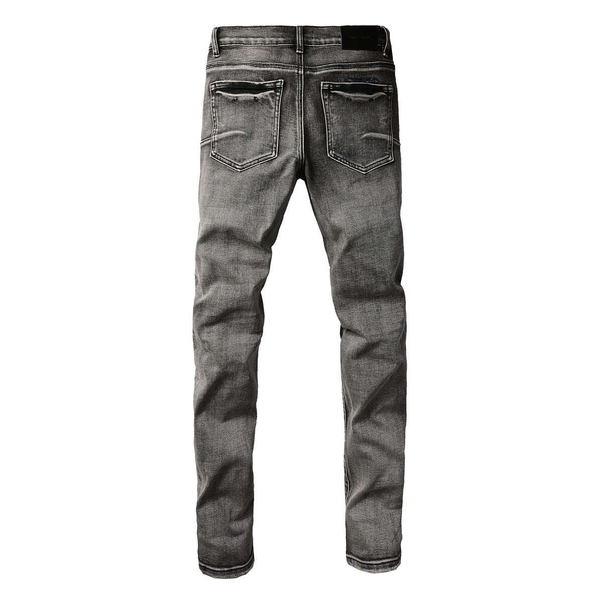 PURPLE Men Classic Streetwear Jeans Distressed Black Grey Ripped skinny 9068