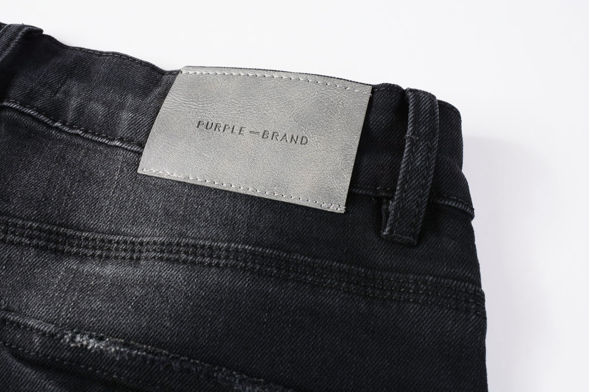 PURPLE Men Streetwear Jeans Distressed Black Paint Splash Patch Ripped skinny 9099