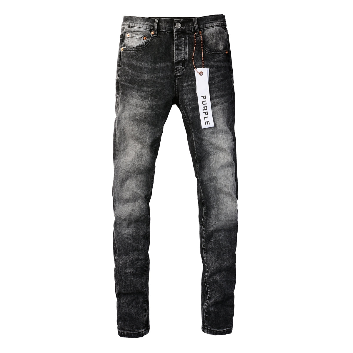 PURPLE Men Streetwear Skinny Jeans Dark Gray Wash with Minimalist Style 9019