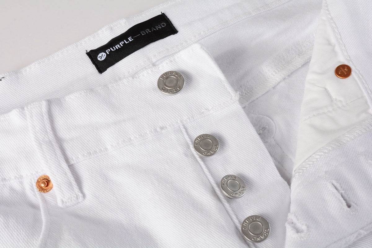 PURPLE Men Streetwear Skinny Jeans White Wash with Minimalist Textured Finish 9024