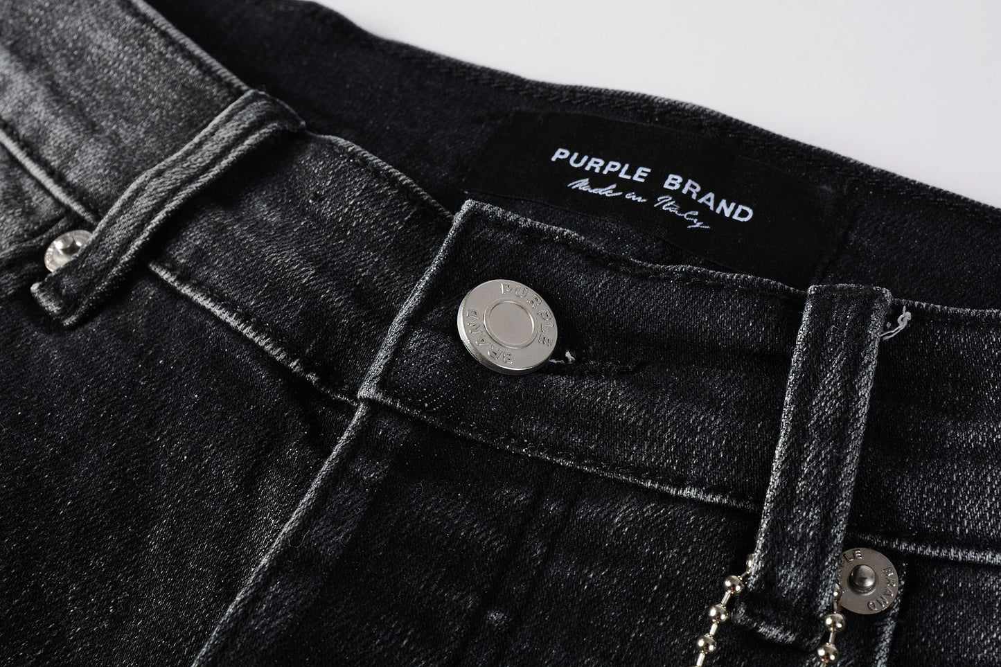 PURPLE Men Streetwear Skinny Jeans Dark Gray Wash with Heavy Distressed Ripped Details 9079
