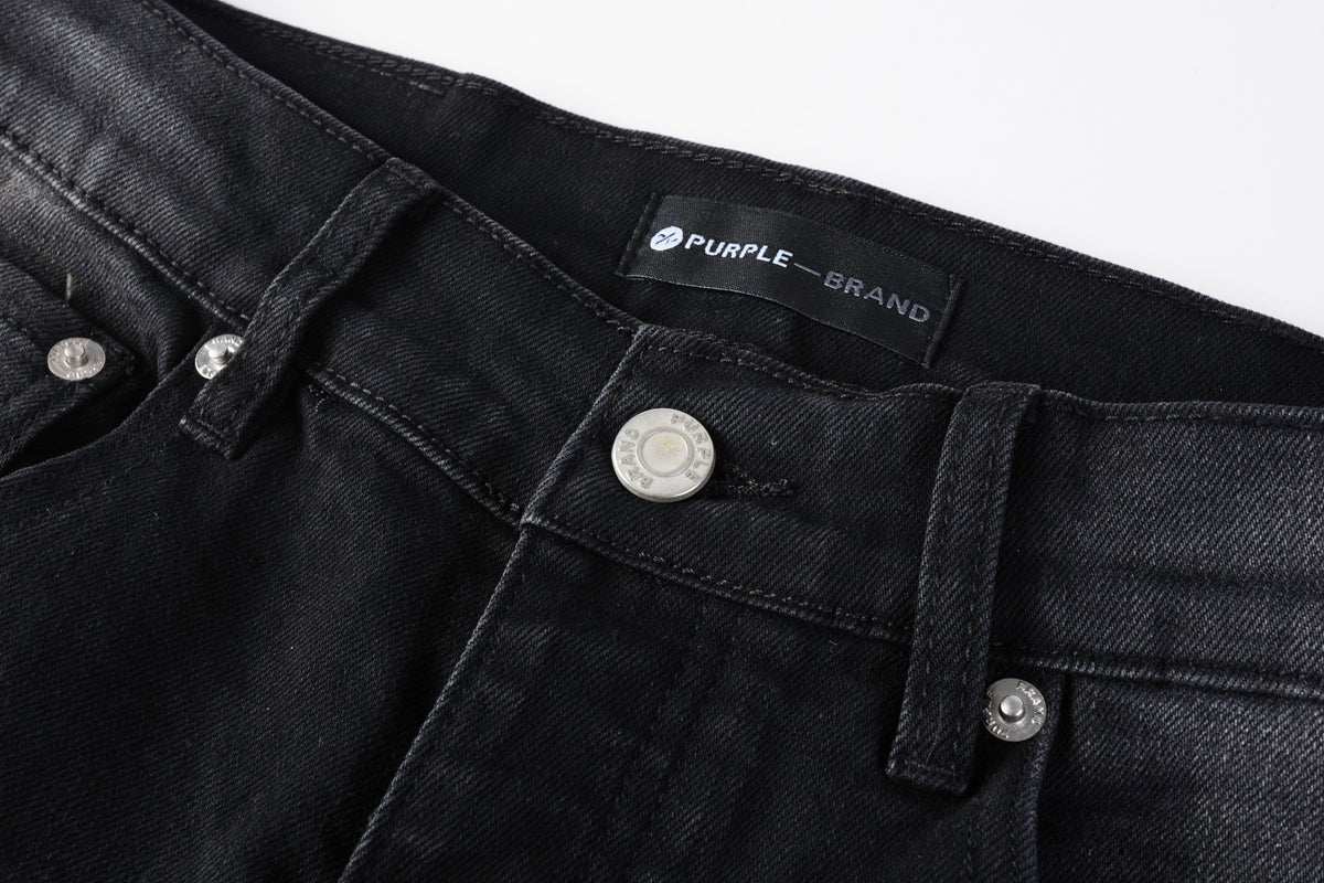 PURPLE Men Streetwear Jeans Distressed Black Paint Splash Patch Ripped skinny 9099
