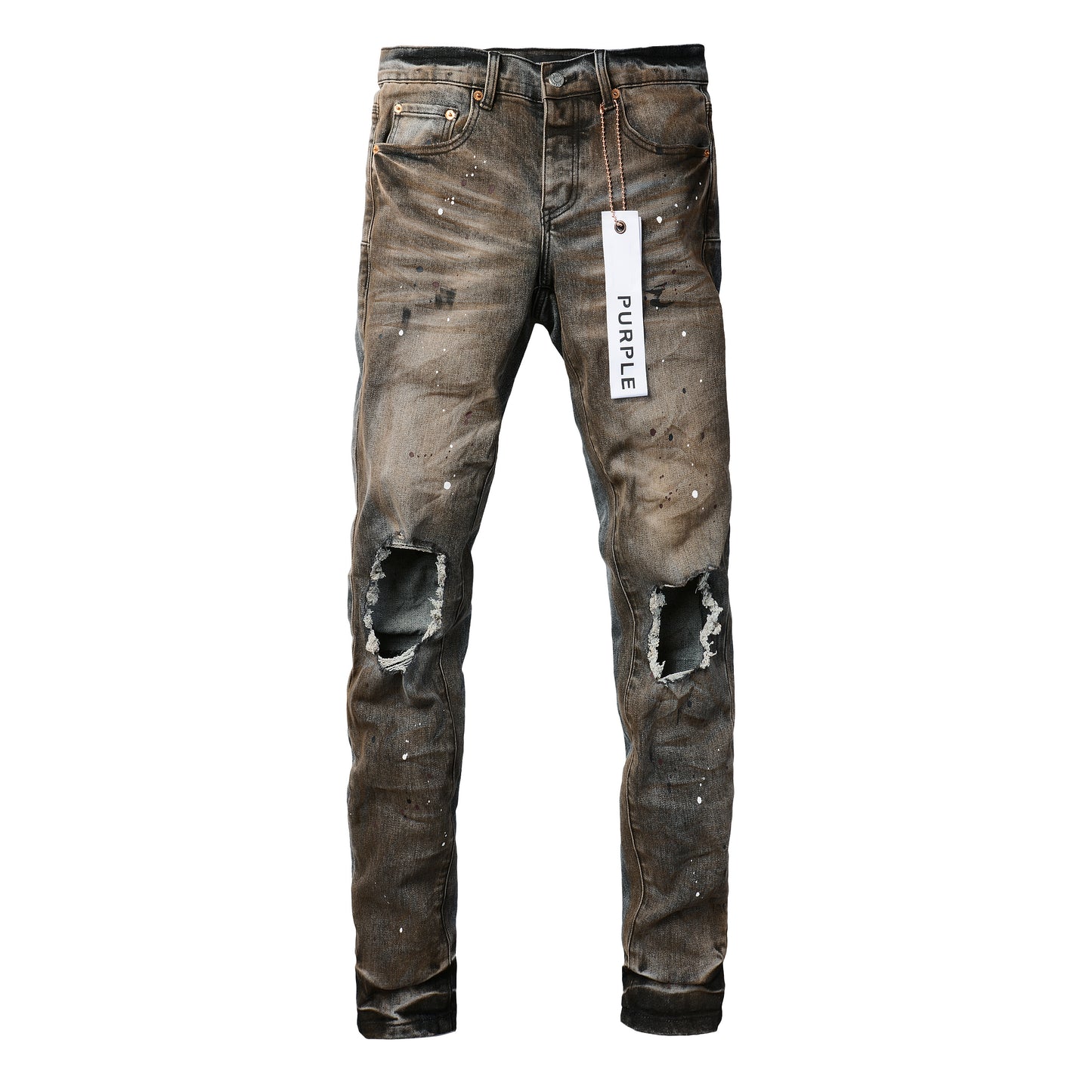 PURPLE New High Quality Mens Jeans Designer Jeans Fashion Distressed Ripped Denim Cargo For Men High Street Fashion 9031