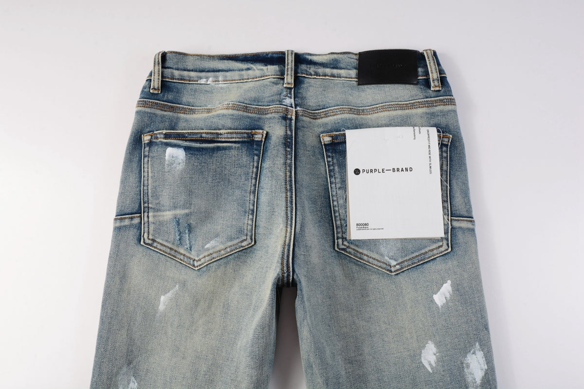 PURPLE Designer Women Purple High Street Purple Denim Black Long Mid Pants Hole for Men Purple Jeans 9043