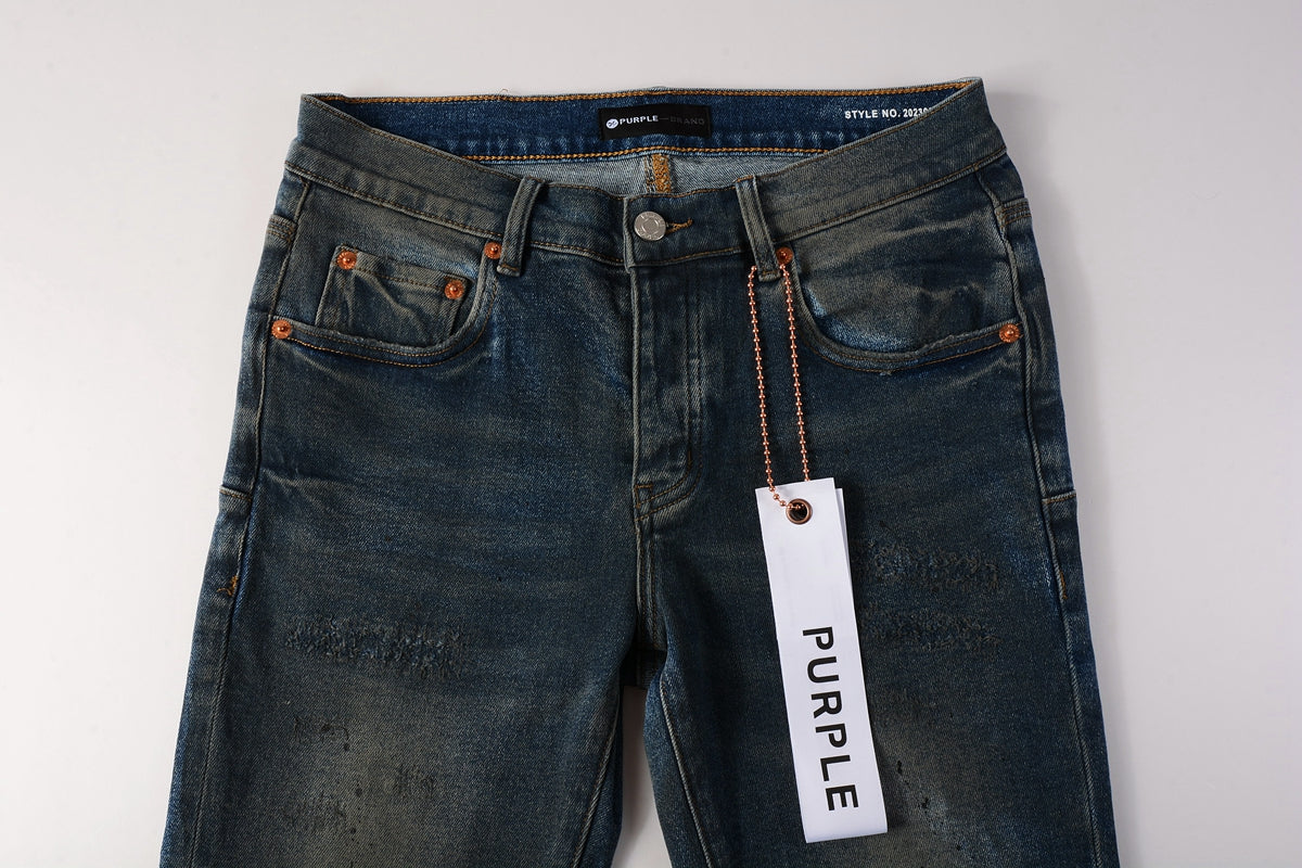 PURPLE Mens Purple Ripped Jeans Skinny Slim Fit Denim Pants Designer Flared Jeans for Men 9009
