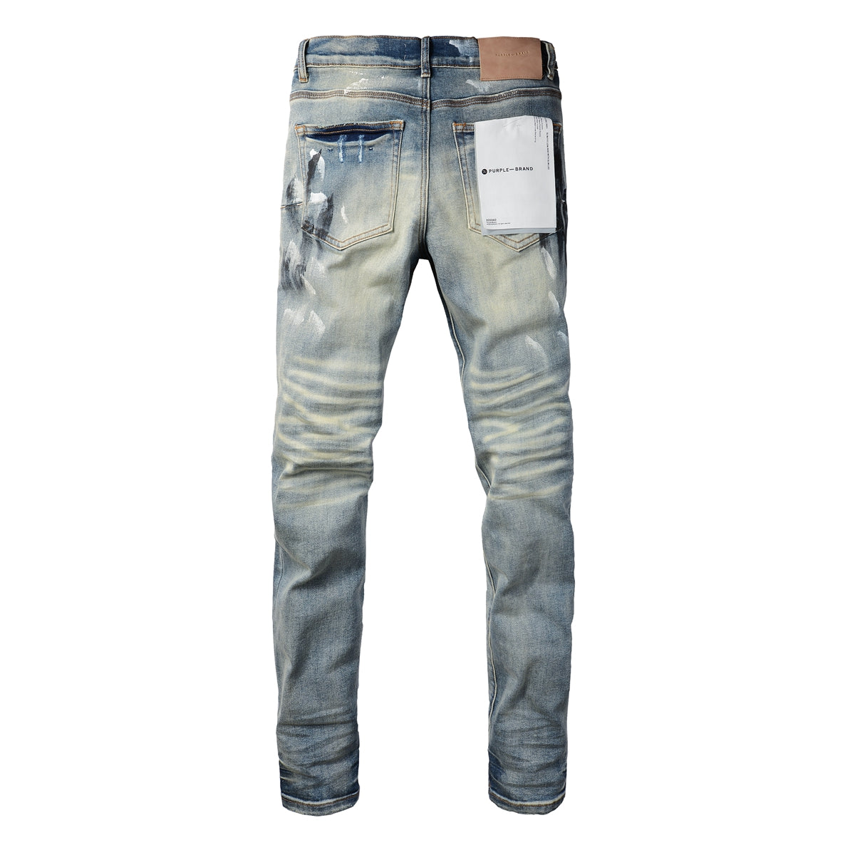 PURPLE Men Classic Streetwear Jeans DistressedBlue Paint Slash Skinny 9037