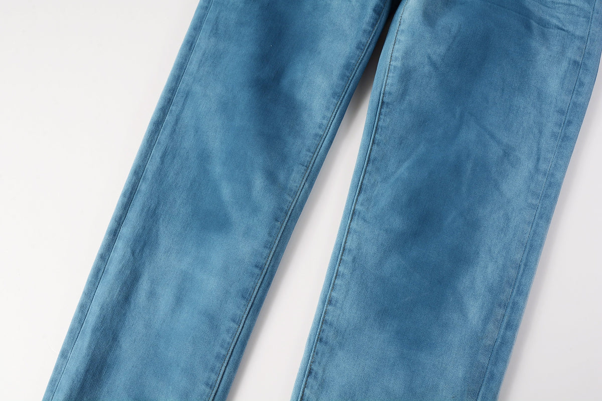 PURPLE Men classic streetwear Jeans Washed BlueClean Look Skinny Fit 9106