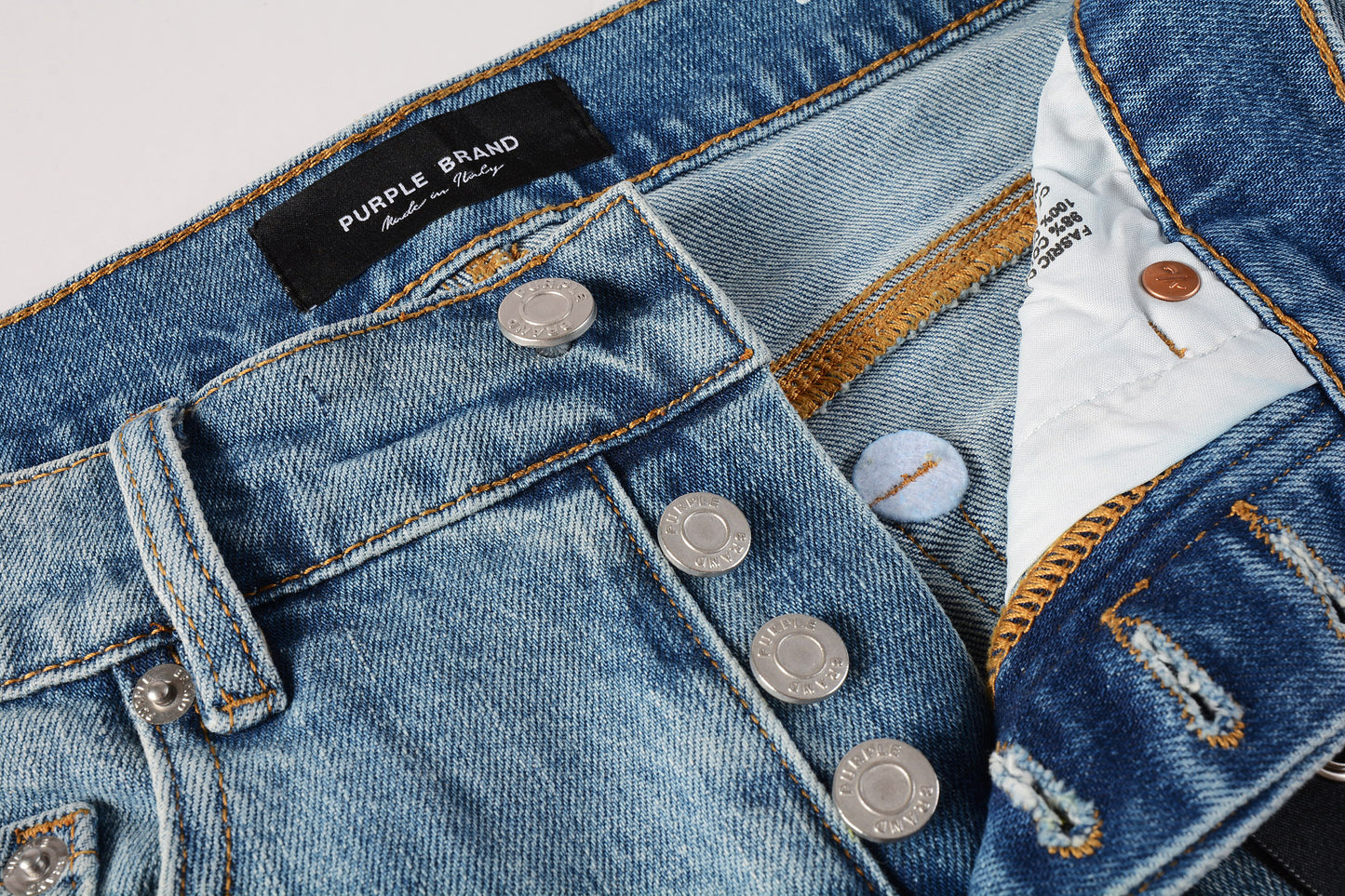 PURPLE Men Streetwear Skinny Jeans Light Blue Wash with Subtle Distressed Ripped Details 9075