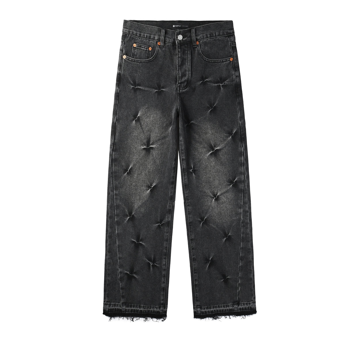 PURPLE Men Streetwear Wide-Leg Jeans Black Gray Wash with 3D Pinched Pleats