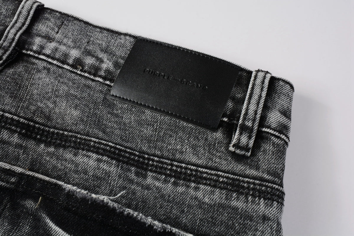 PURPLE Men Distressed Grey Washed skinny Jeans Ripped Scratch style 9105