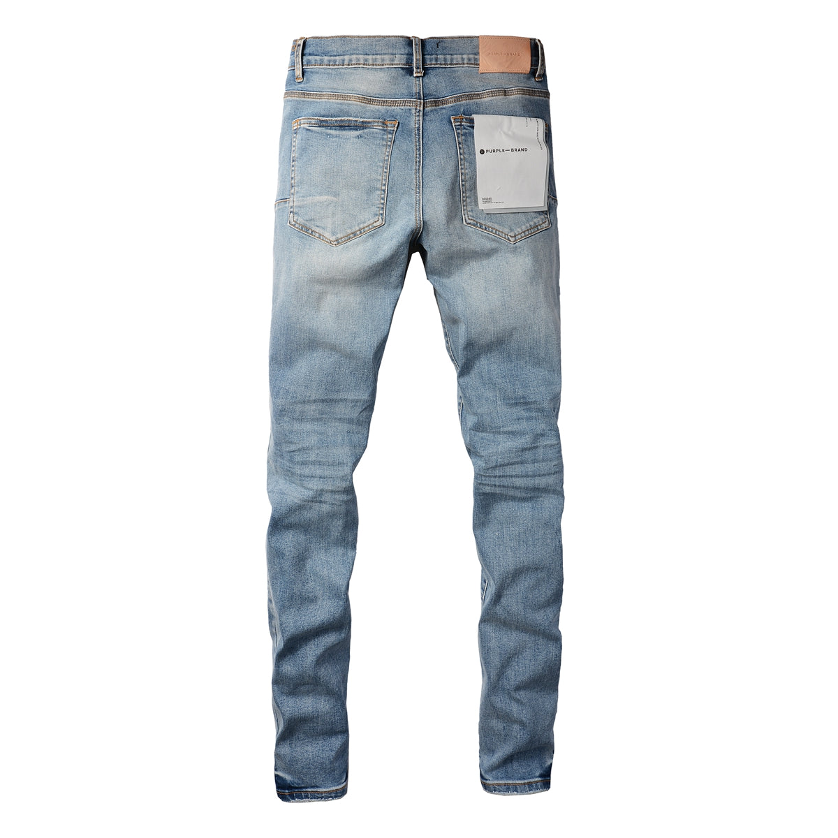 PURPLE Men Streetwear Skinny Jeans Light Blue Wash with Black Pixelated Pattern Print 9052