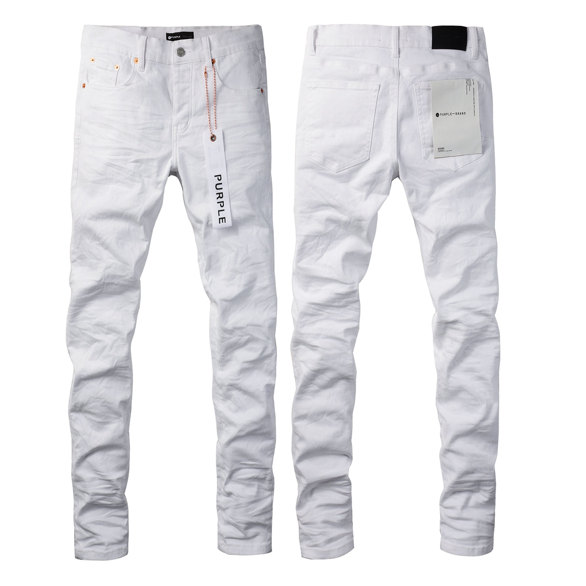 PURPLE Men Streetwear Skinny Jeans White Wash with Minimalist Textured Finish 9024