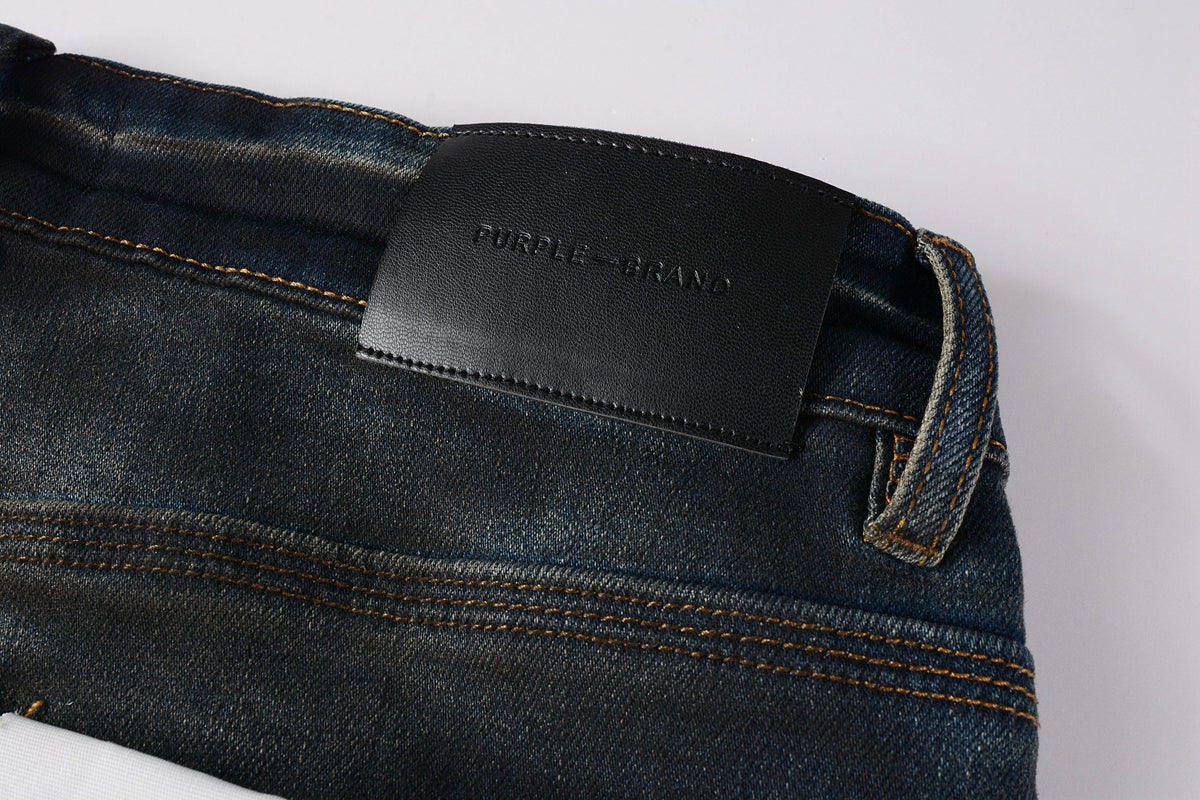 PURPLE Men Streetwear Skinny Jeans Dark Gray Wash with White Paint Splatter and Brush Strokes 9036