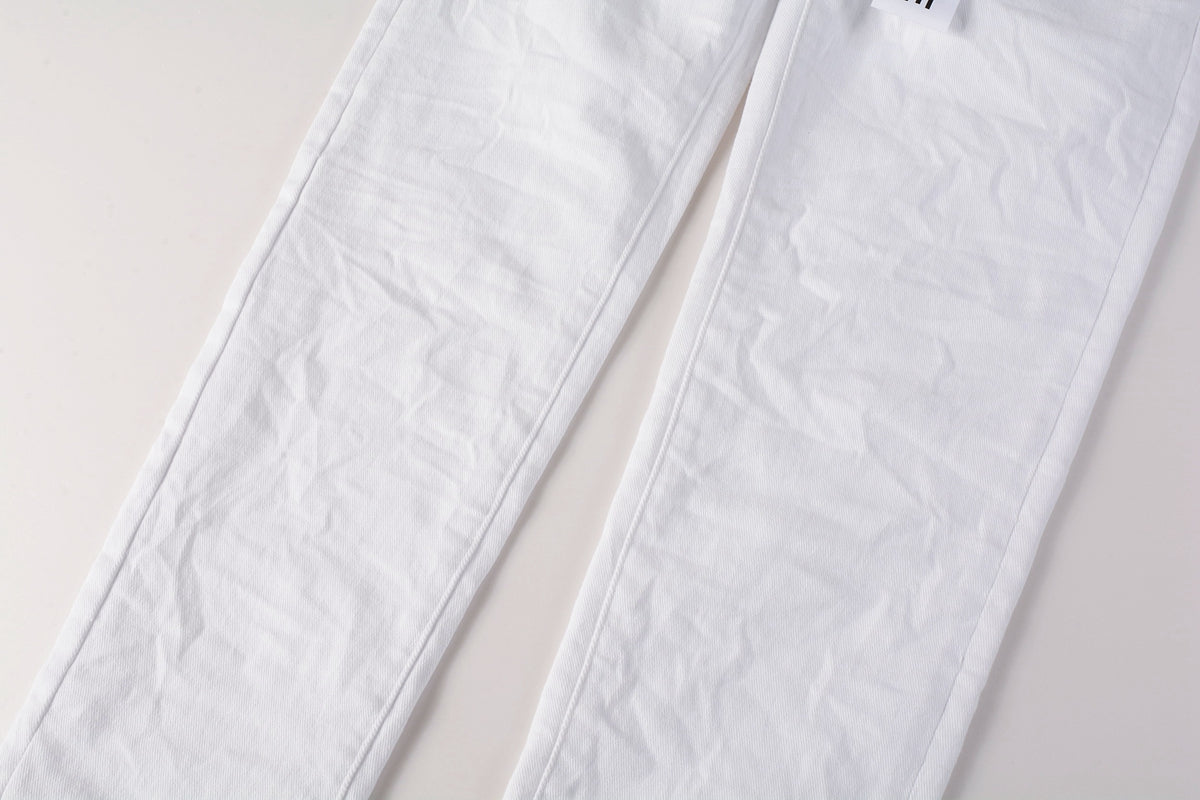 PURPLE Men Streetwear Skinny Jeans White Wash with Minimalist Textured Finish 9024