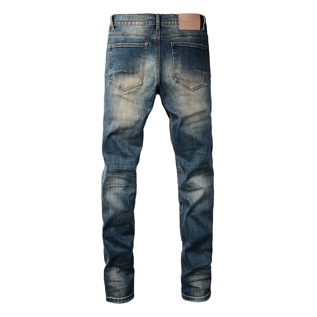 PURPLE Men Classic Streetwear Jeans Light Washed Distressed skinny Fit 9097