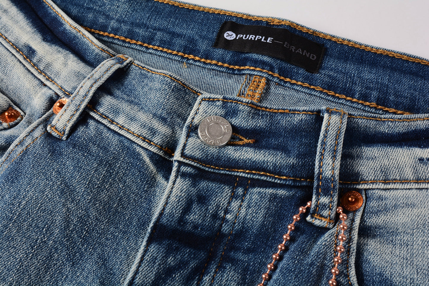 PURPLE Men Streetwear Skinny Jeans Light Blue Wash with Heavy Distressed Rips and White Paint Splatter 9003