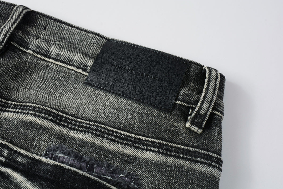 PURPLE Men Classic Streetwear Jeans Distressed Black Grey Ripped skinny 9068