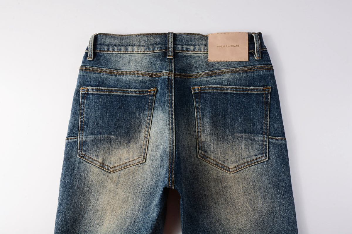 PURPLE Men Classic Streetwear Jeans Light Washed Distressed skinny Fit 9097