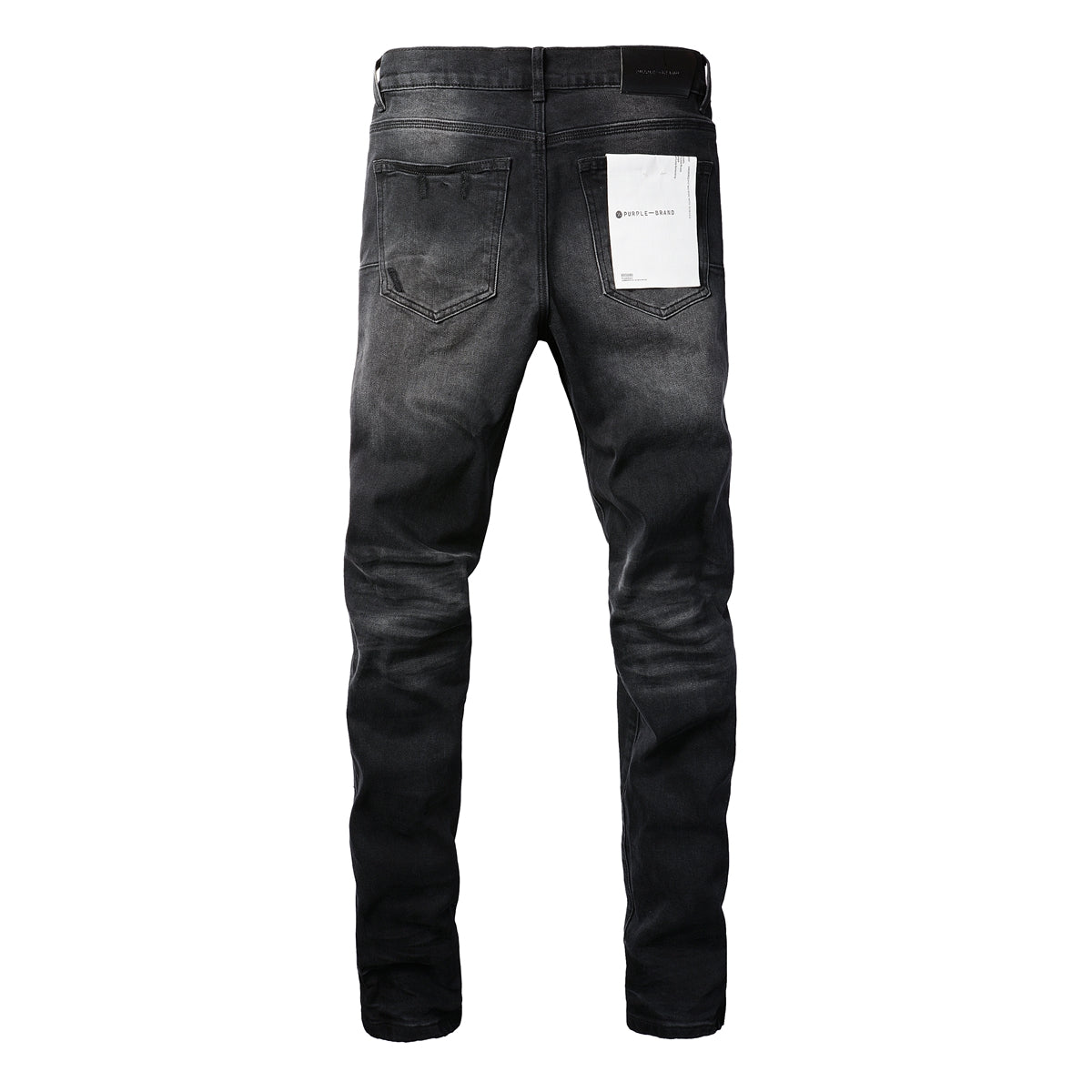 PURPLE Men Streetwear Skinny Jeans Black Wash with Knee Ripped Details 9029