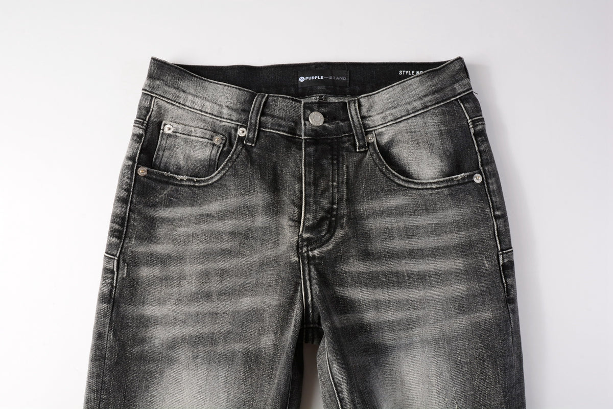 PURPLE Men Classic Streetwear Jeans Distressed Grey Ripped skinny Fit 9103