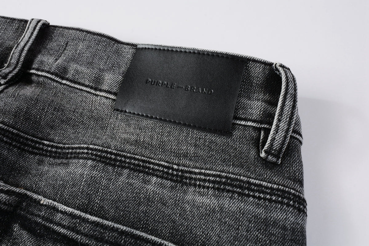 PURPLE Men Classic Streetwear Jeans Distressed Grey Ripped skinny Fit 9103