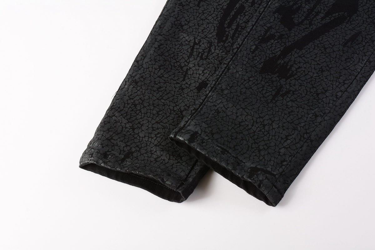 PURPLE Jeans Coating Texture Personalized Fashion Trend High quality pants 9026