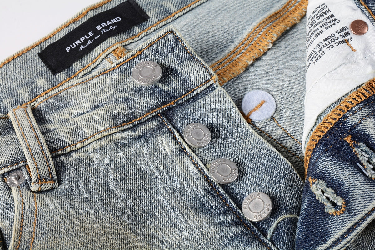 PURPLE Men Streetwear Skinny Jeans Light Gray Wash with Multi-Color Paint Splatter and Distressed Patches 9071