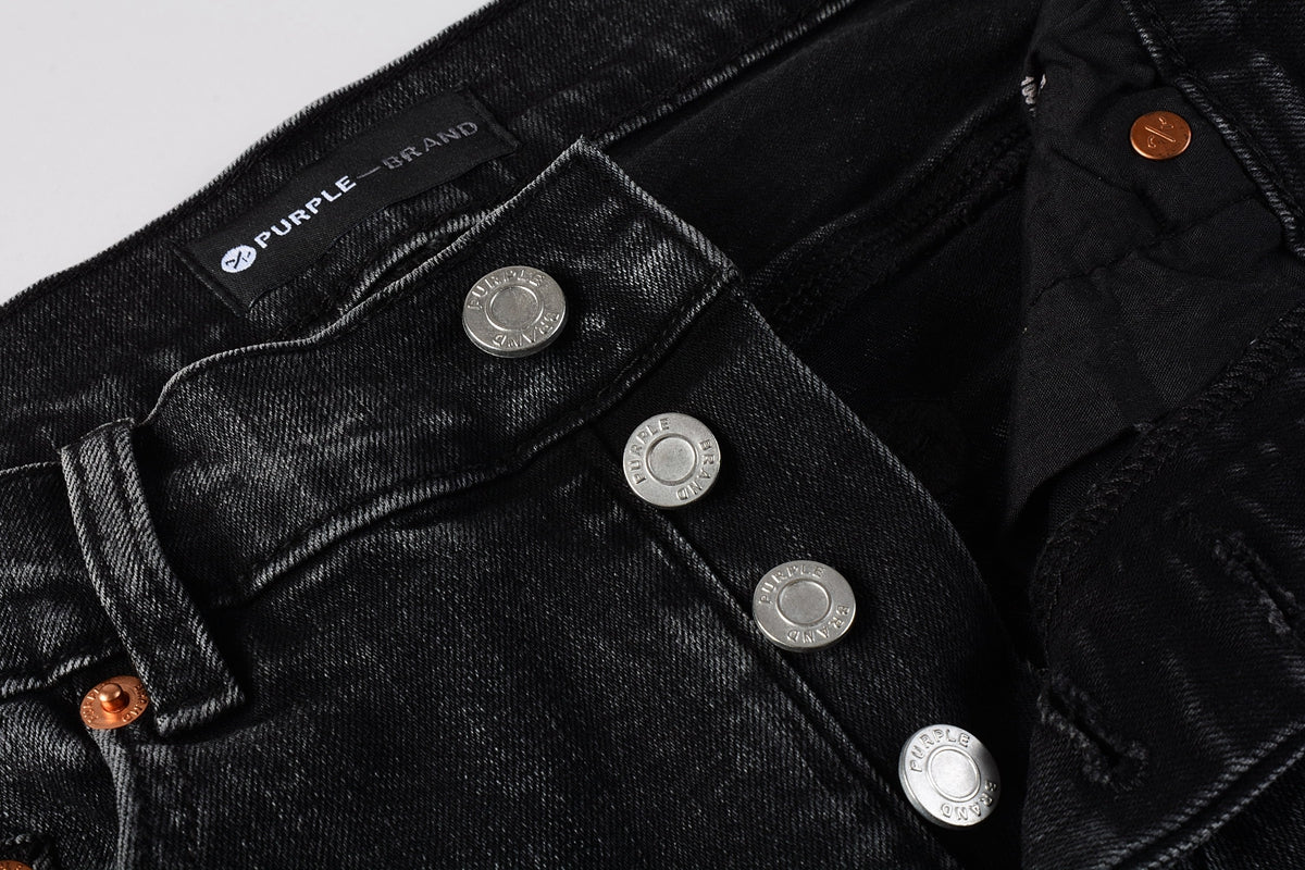 PURPLE Men Streetwear Skinny Jeans Dark Gray Wash with Minimalist Style 9019