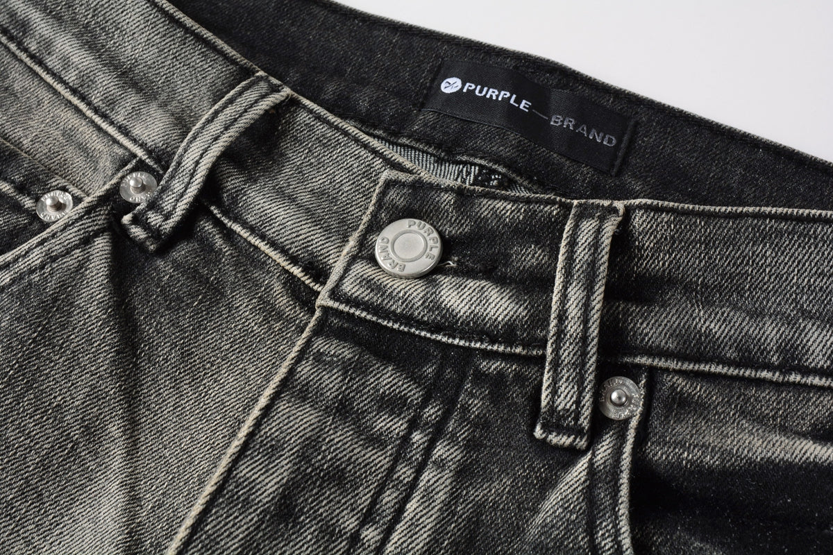 PURPLE Men Classic Streetwear Jeans Distressed Black Grey Ripped skinny 9068