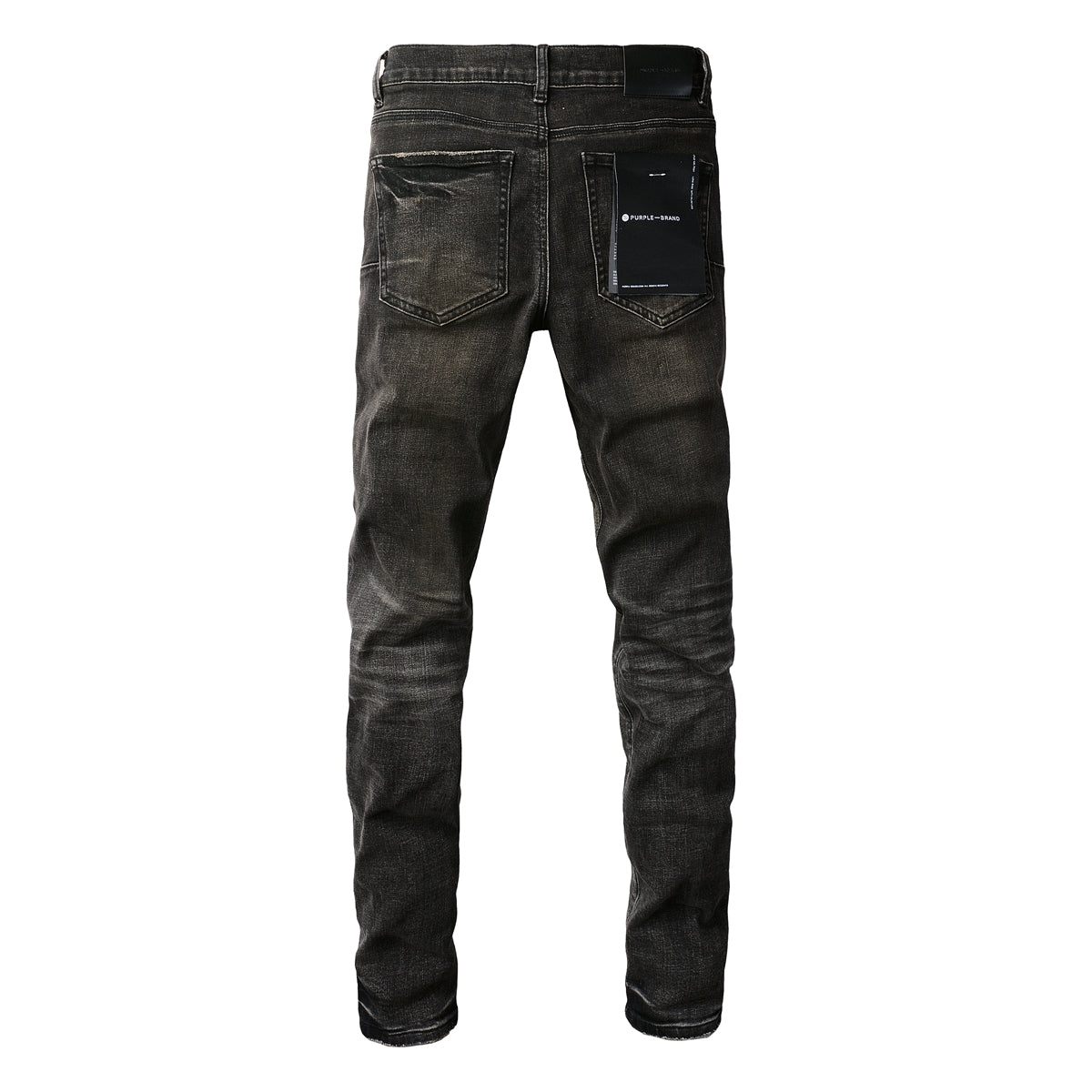 PURPLE Men Streetwear Skinny Jeans Dark Gray Wash with Multi - Color Patched Distressed Details 9080