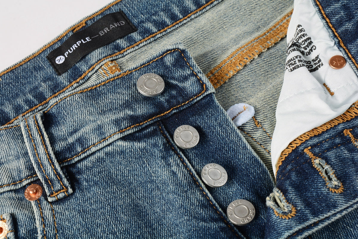 PURPLE Blue Paint Distressed Jeans 9077 with VintageInspired Worn Look