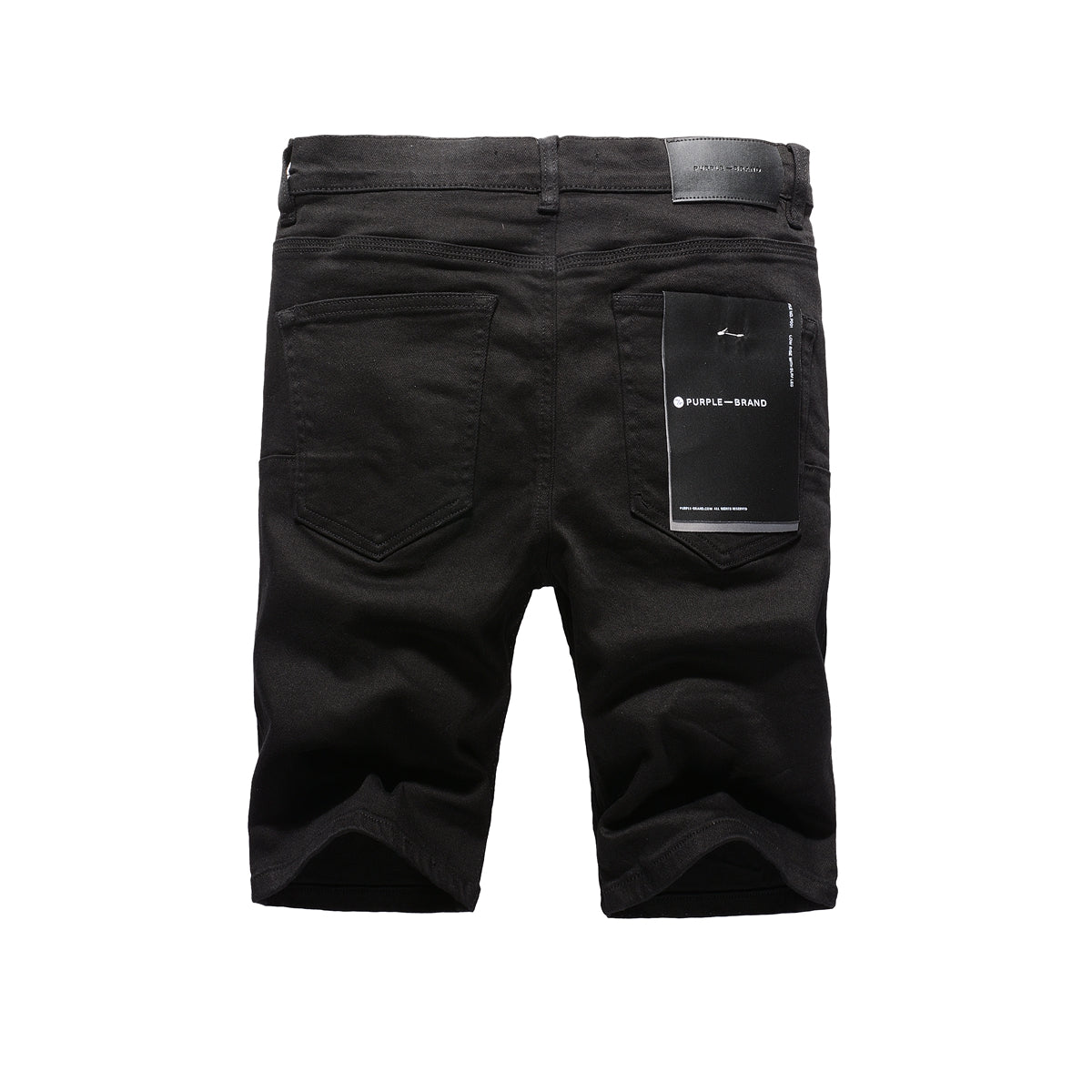 PURPLE Men Streetwear Denim Shorts Black Wash with Minimalist Design and Raw Hem 5023