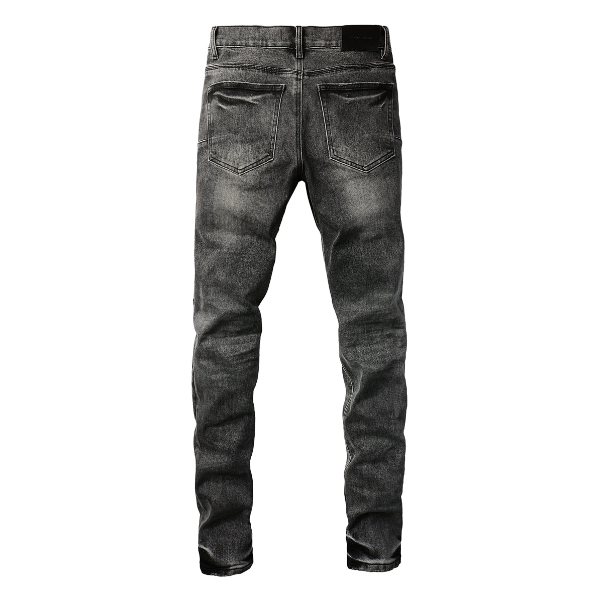 PURPLE Men Classic Streetwear Jeans Distressed Grey Ripped skinny Fit 9103