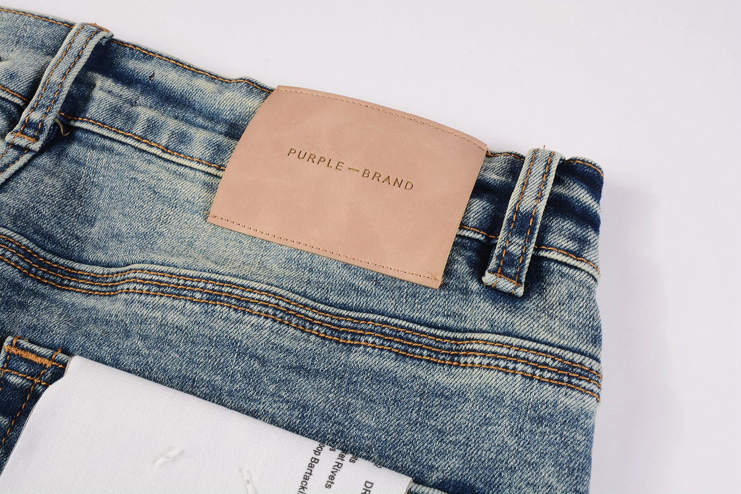 PURPLE Men Streetwear Skinny Jeans Light Blue Wash with Patchwork Distressed Details 9015