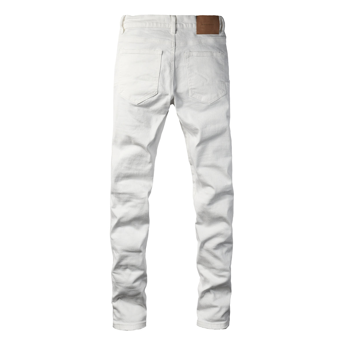 PURPLE Men Classic Streetwear Skinny Jeans Solid White with Subtle Distressed Details PU9118