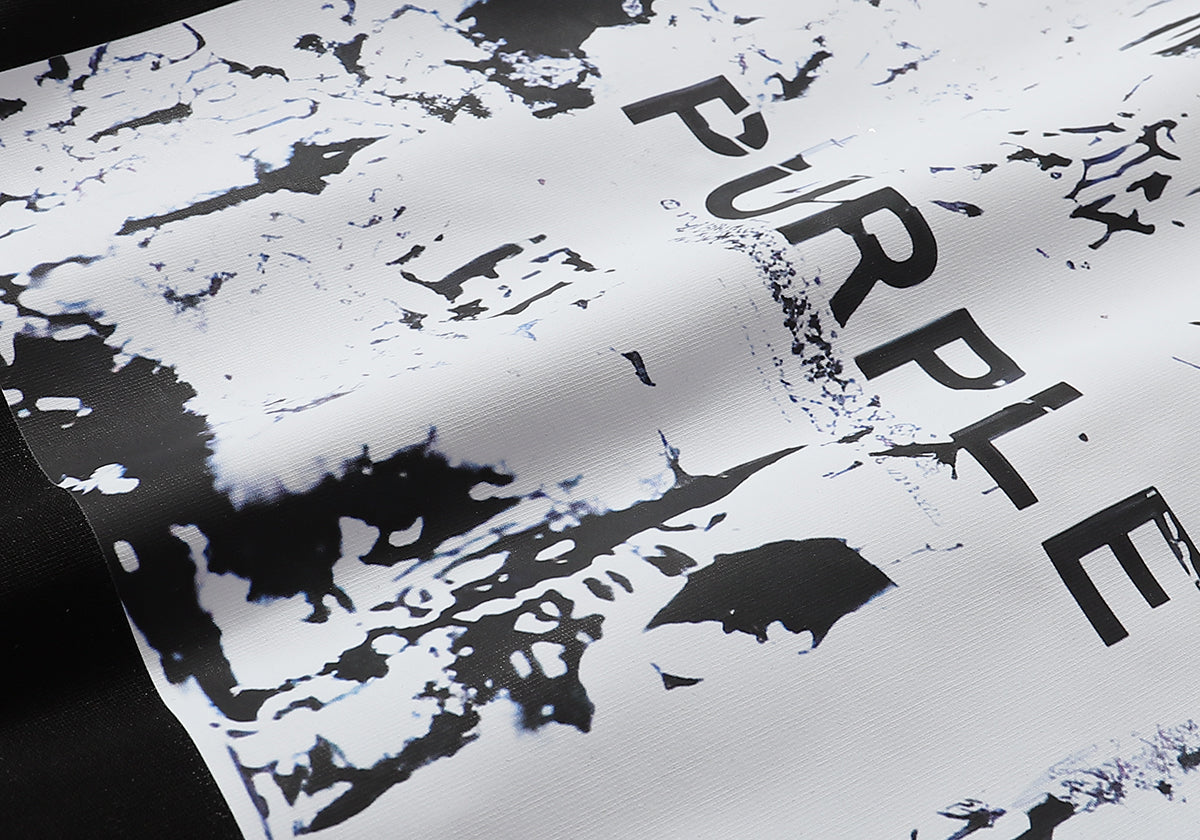 PURPLE Men Streetwear Short Sleeve Tee Black & White with Purple Brand Abstract Figure Print