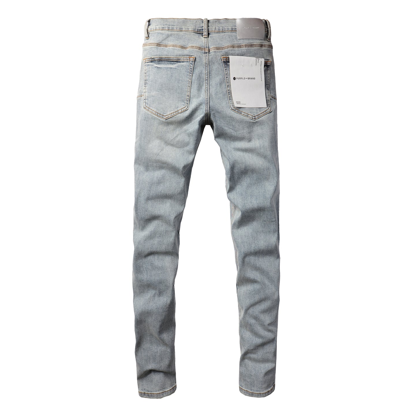 PURPLE Men Streetwear Skinny Jeans Light Blue Wash with Holographic Iridescent Finish 9005