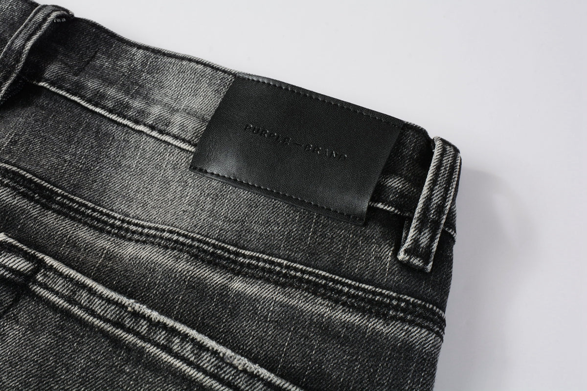 PURPLE Men Classic Streetwear Jeans Distressed Grey Ripped skinny Fit 9103