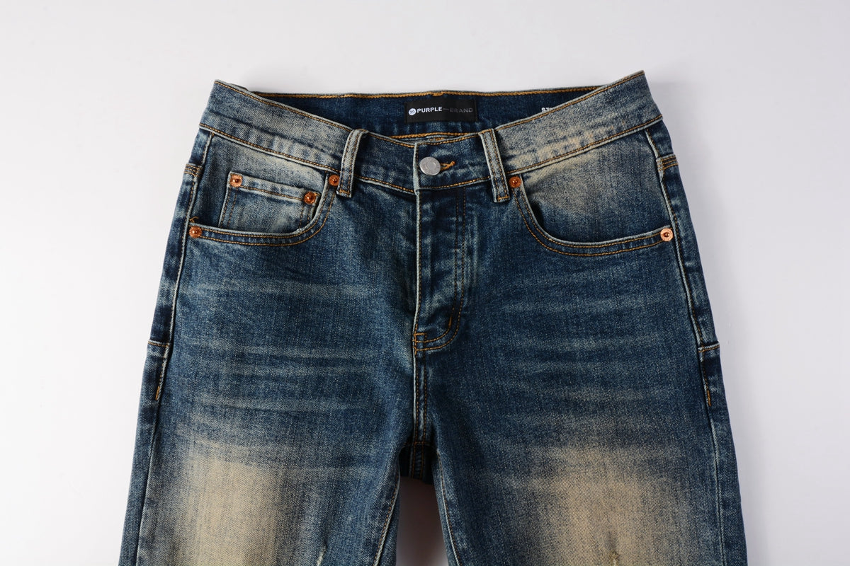 PURPLE Men Classic Streetwear Jeans Light Washed Distressed skinny Fit 9097