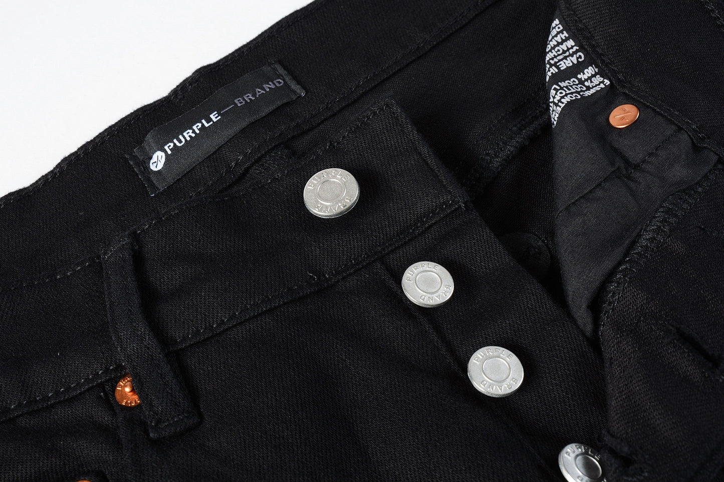PURPLE Men Streetwear Skinny Jeans Black Wash with Distressed Rip Details 9022