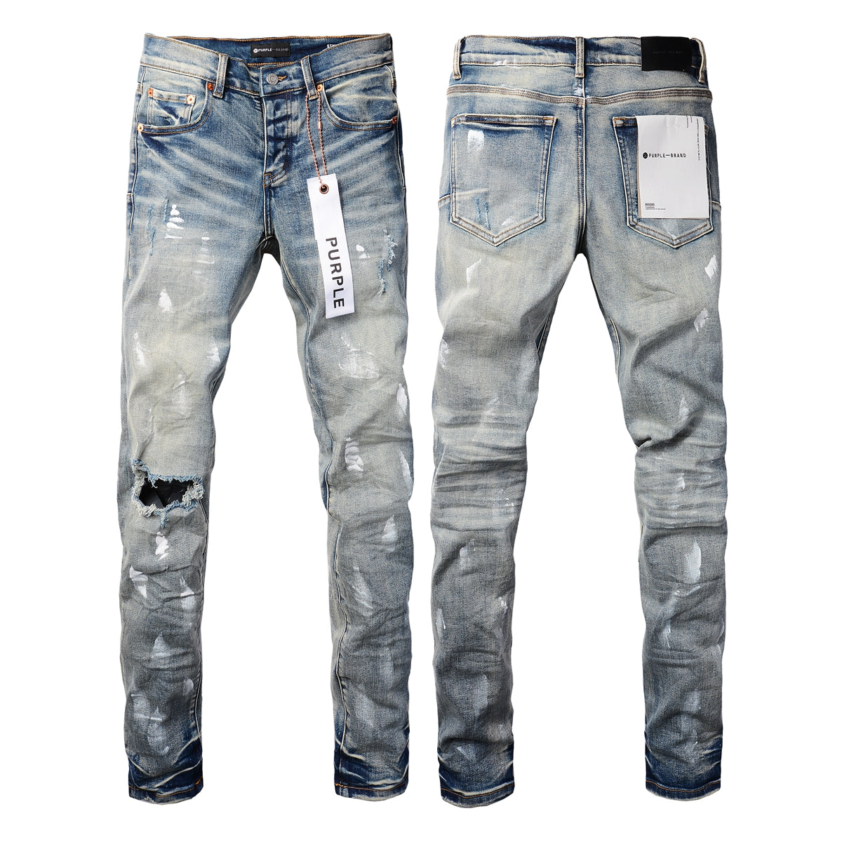 PURPLE Designer Women Purple High Street Purple Denim Black Long Mid Pants Hole for Men Purple Jeans 9043