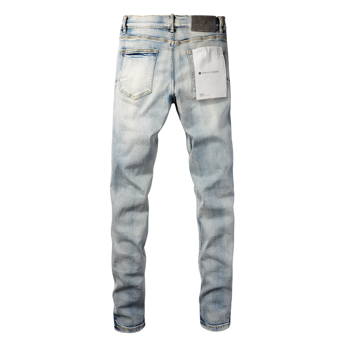 PURPLE Men Streetwear Skinny Jeans Light Blue Wash with Heavy Distressed Rips 9050