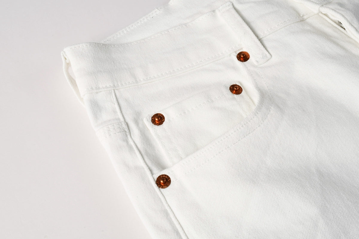 PURPLE Men Designer Streetwear Skinny Jeans Solid White with 3D Embossed Monogram Pattern 9113