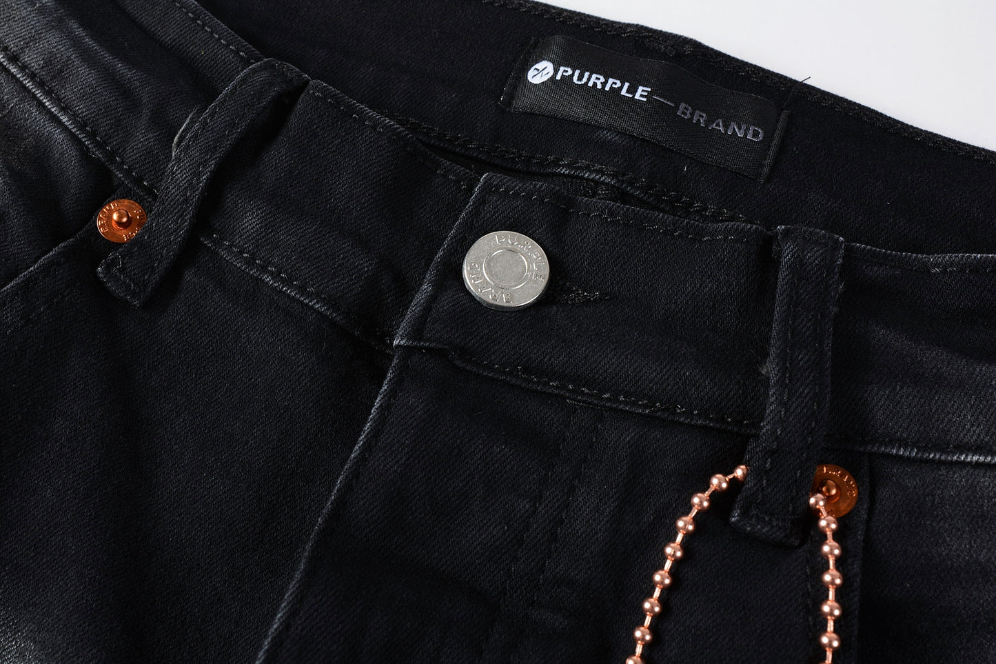 PURPLE Men Streetwear Skinny Jeans Black Wash with Distressed Rips, Checkered Patches and White Paint Splatter 9001
